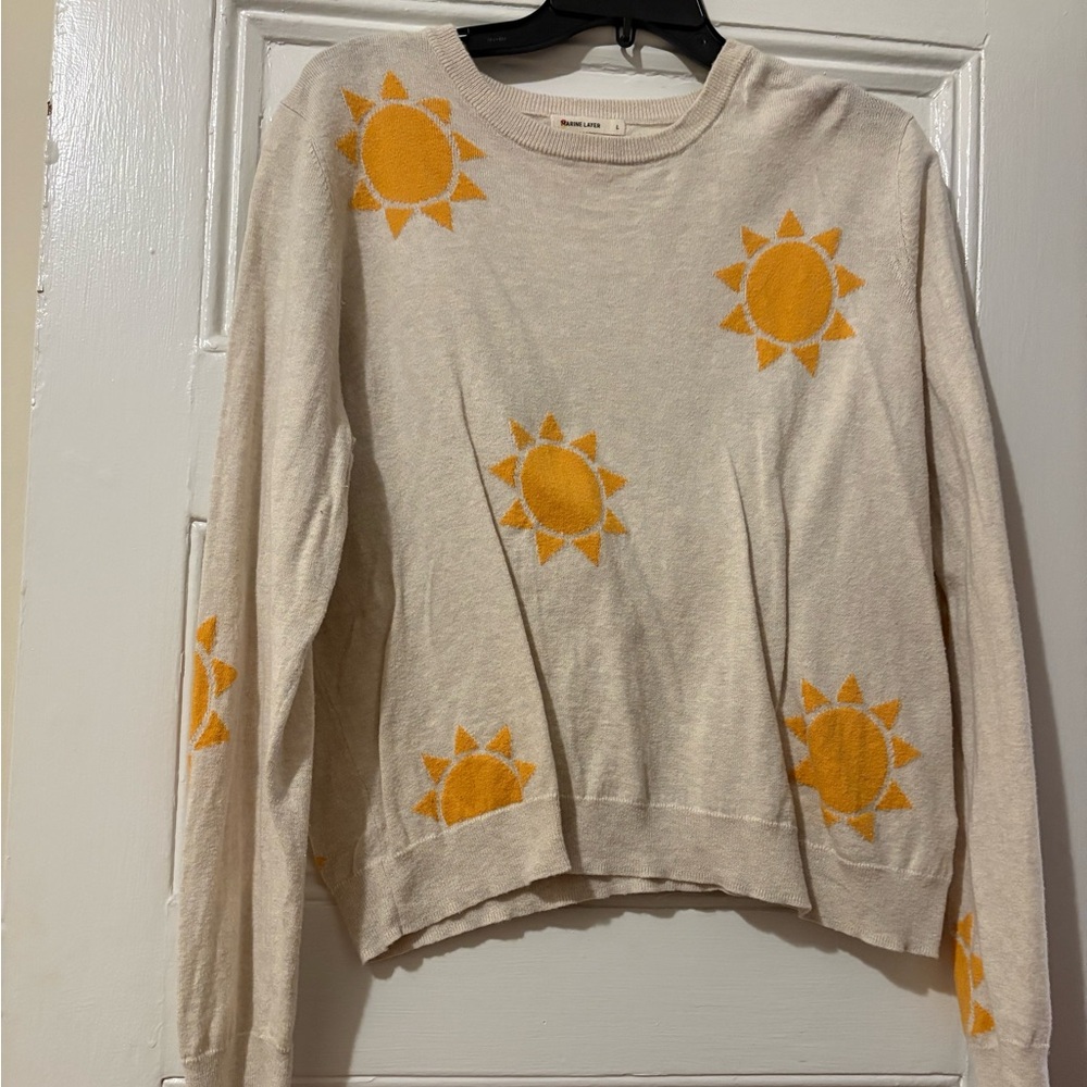 Marine Layer Beige Yellow Sun Sweater, Women’s Size L
